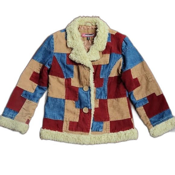 Dollhouse Girls Y2K Corduroy Denim Patchwork Jacket, Size 7-8Y